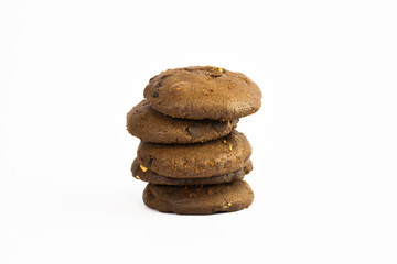 Fototapeta na wymiar Chocolate chip cookies isolated on white background