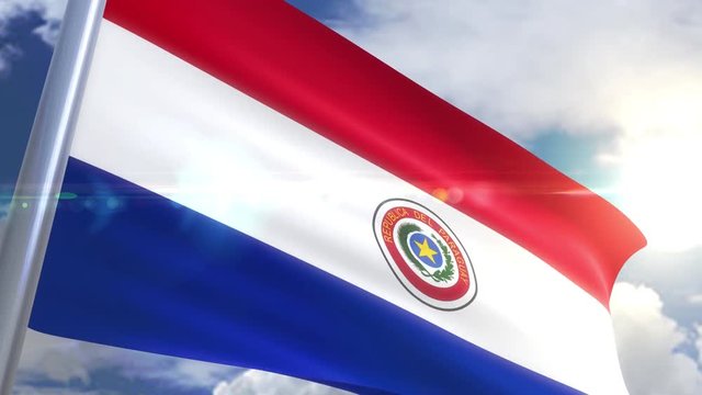 Waving flag of Paraguay Animation
