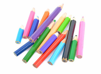 Cloured penchils isolated on white background