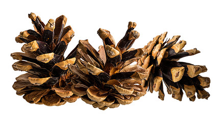 Brown pine cone on white background with clipping pass