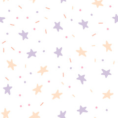 Hand drawn seamless pattern with stars. Doodle style.