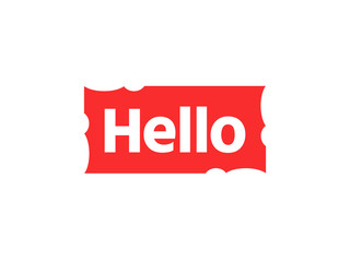 Hello quote message in red rectangular frame