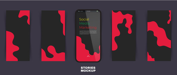 Liquid red color covers template for promotion product page in the social networks. Fluid shapes.