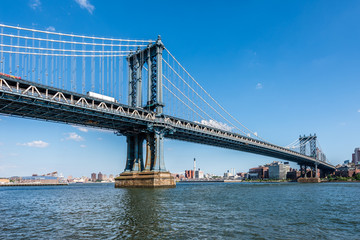 Fototapeta na wymiar New York City's Manhattan Bridge Crossing Over to Brooklyn