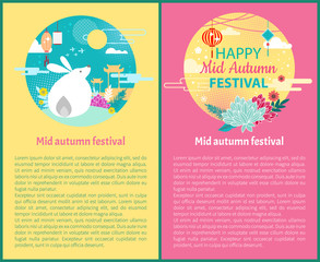 Mid Autumn Festival Set Text Vector Illustration