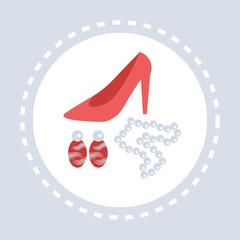 female shoes jewelry accessories shopping icon concept flat