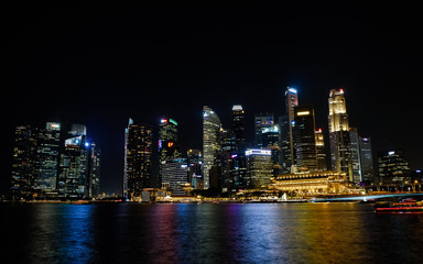 Singapore city skyline in the night,  Singapore