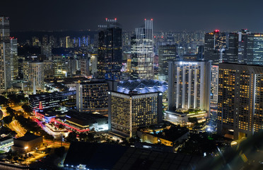 Singapore city skyline in the night,  Singapore