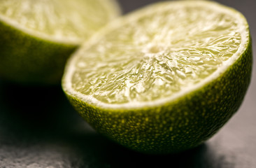 Cut in half juicy ripe lime