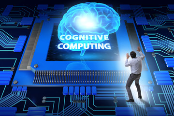 Cognitive computing concept as future technology with businessma