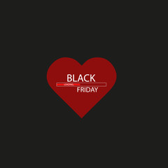Illustration of an isolated line art heart icon with the text BLACK FRIDAY