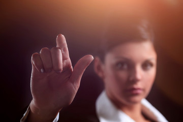 closeup.business woman stretching hand for handshake.
