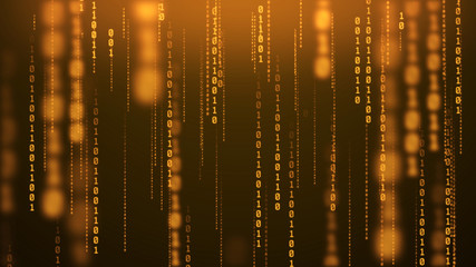 Golden binary rain background wed data transfer