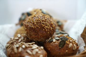 Homemade bread rolls also called rolls made from wholegrain whole-grain ingredients 