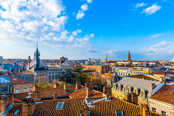 Vue sur les toits de Toulouse en Haute-Garonne, Occitanie en France