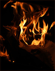 fire in fireplace