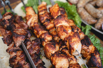 delicious and fragrant skewers grilled for barbecue