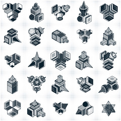 Fototapeta na wymiar Abstract construction isometric designs collection, vector set.