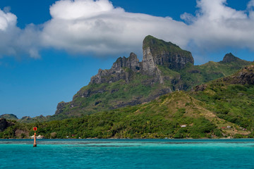 bora bora french polynesia blue lagoon turquoise crystal water  panorama lndascape