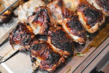 delicious and fragrant skewers grilled for barbecue