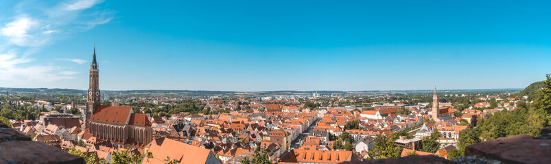 Naklejka na ściany i meble High resolution stitched panorama 41 megapixels of Landshut - Bavaria - Germany