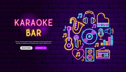 Obraz premium Karaoke Bar Neon Banner Design