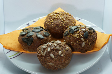 Homemade bread rolls also called rolls made from wholegrain whole-grain ingredients 