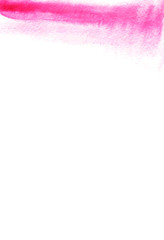 Card with pink red watercolor painting for design. Abstract backdrop. Save the Date, postcard, banner, logo, wedding invitation. Isolated on white background. Vector illustration.