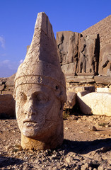 Western terrace ruins at sunset, Mt Nemrut