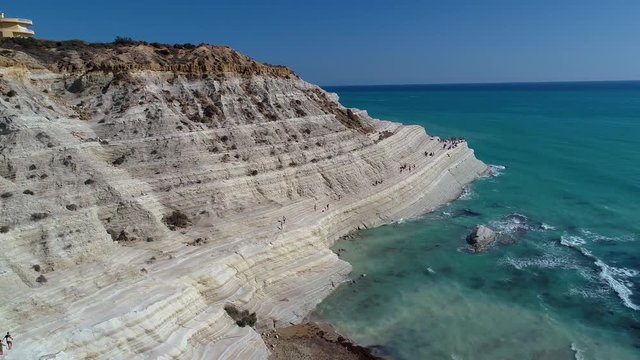 Aerial. Scala dei Turchi. A rocky cliff on the coast of Realmonte, near Porto Empedocle, southern Sicily, Italy.