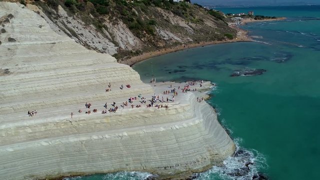 Aerial. Scala dei Turchi. A rocky cliff on the coast of Realmonte, near Porto Empedocle, southern Sicily, Italy.