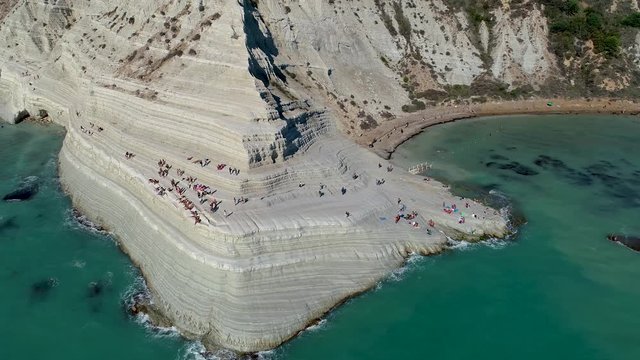 Aerial. Scala dei Turchi. A rocky cliff on the coast of Realmonte, near Porto Empedocle, southern Sicily, Italy.