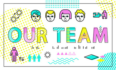 Our Team Poster and People Vector Illustration