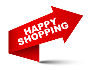 red vector banner happy shopping