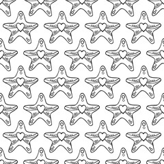 Seamless festive pattern with hand-drawn christmas gingerbread stars.