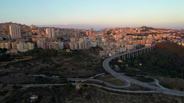 Aerial. Agrigento. A city on the southern coast of Sicily, Italy and capital of the province of Agrigento. It is renowned as the site of the ancient Greek city of Akragas.
