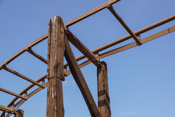 orange roof and blue sky background