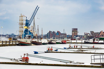 Winter im Stadthafen in Rostock