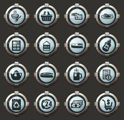 Grocery store icons set