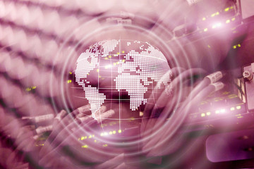 Planet Earth Hologram Globe Global communication World Wide Business concept.