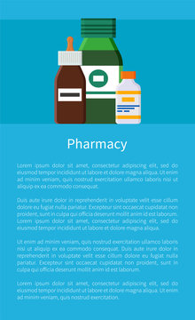 Pharmacy Medication Items Set Vector Poster