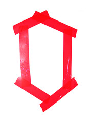 Letter O symbol made of insulating tape pieces, isolated on white background