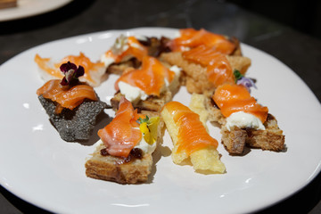 Bread with salmon - small snacks