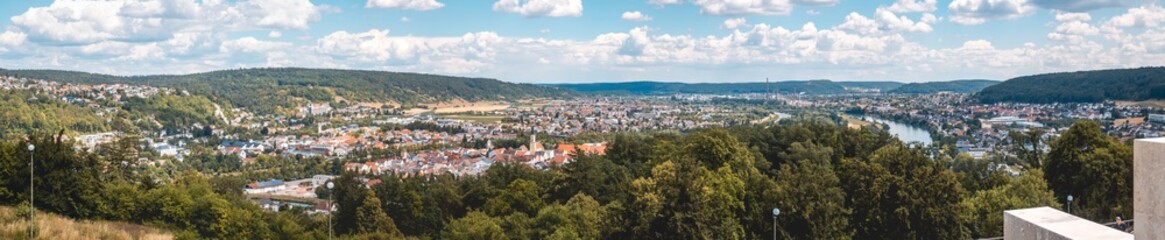 Fototapeta na wymiar Stitched Hi-Res panorama taken from the famous Befreiungshalle Kelheim - Bavaria - Germany