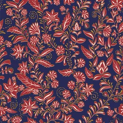 Fototapeten Buntes nahtloses Muster. Handgezeichnete Blumenverzierung. Bunte dekorative Tapete. Illustration für Textil, Stoff, Einband, Druck, Einladung, Geschenkpapier © sunny_lion