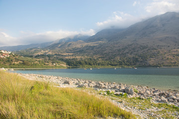 Fototapeta na wymiar Kournas lake on Crete island. Landmark of Greece
