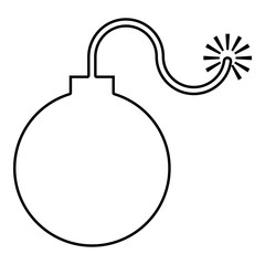 Bomb explosive military Anicent time bomb Weapon with fire spark concept advertising boom icon black color illustration  outline