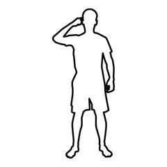 Man pointing at the temple with a finger silhouette front view Need thinking concept icon black color illustration  outline