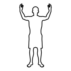 Man happy meet anyone silhouette Meeting joy concept front view icon black color illustration  outline