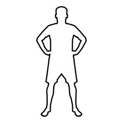 Fototapeta na wymiar Man holding hands on belt confidence concept silhouette manager business icon black color illustration outline